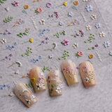 JMEOWIO 3D Nagelsticker Blume Frühling Sommer Floral Nail Art Sticker Selbstklebend Nagelaufkleber 5D Stereoskopisk Dekoration Nageldesign Zubehör 1 Blatt