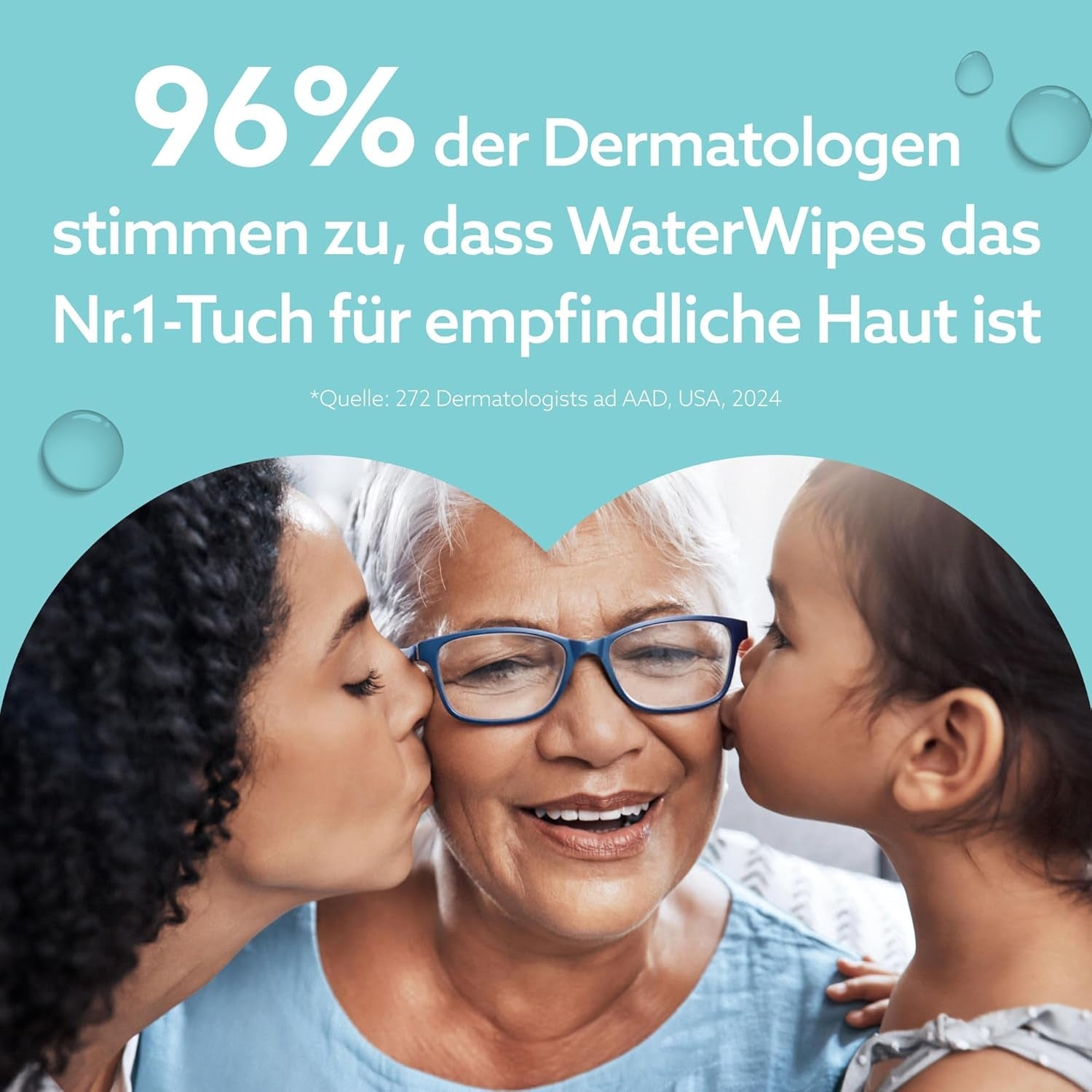 WaterWipes Sensitive+ On The Go våtservetter, 100 våtservetter (10-pack), 3 i 1 rengöringar, vårdar, skyddar, 99,9 % vatten, parfymfria våtservetter