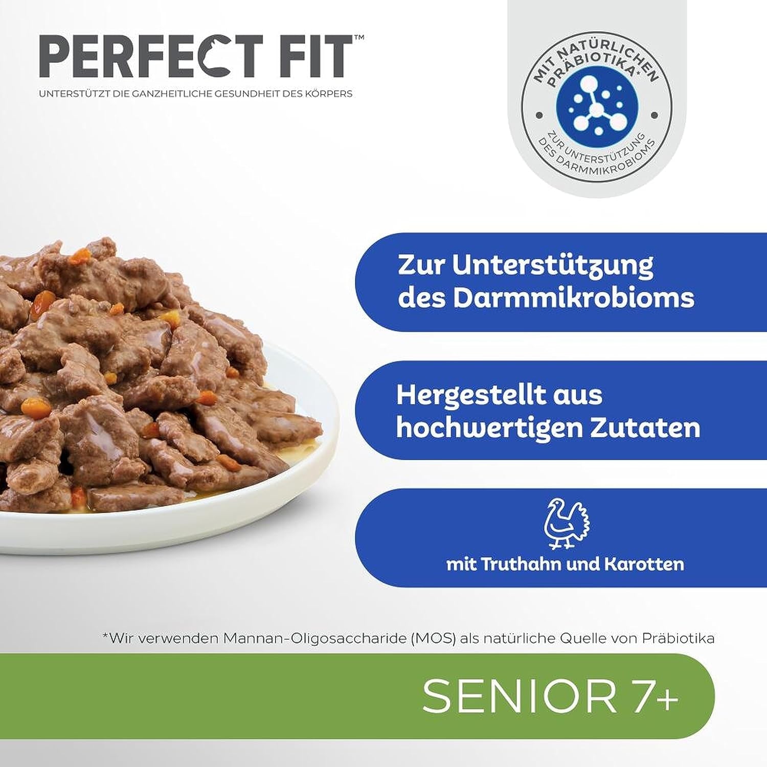 PERFECT FIT™ Portionspåsar för seniorkatt med kalkon och morötter, 12 x 85 g