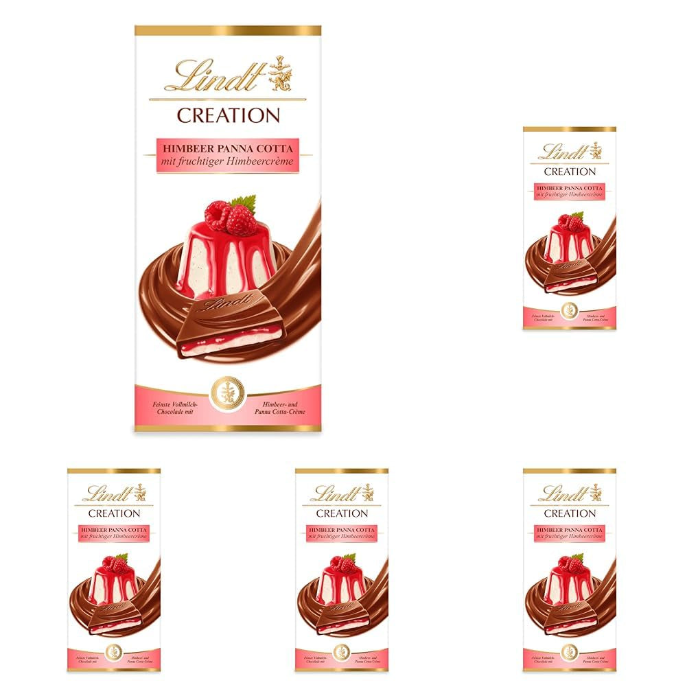 Lindt Chocolate Creation Raspberry Panna Cotta, Chokladpresent, Chokladkaka, 150 g (Förpackning med 5)