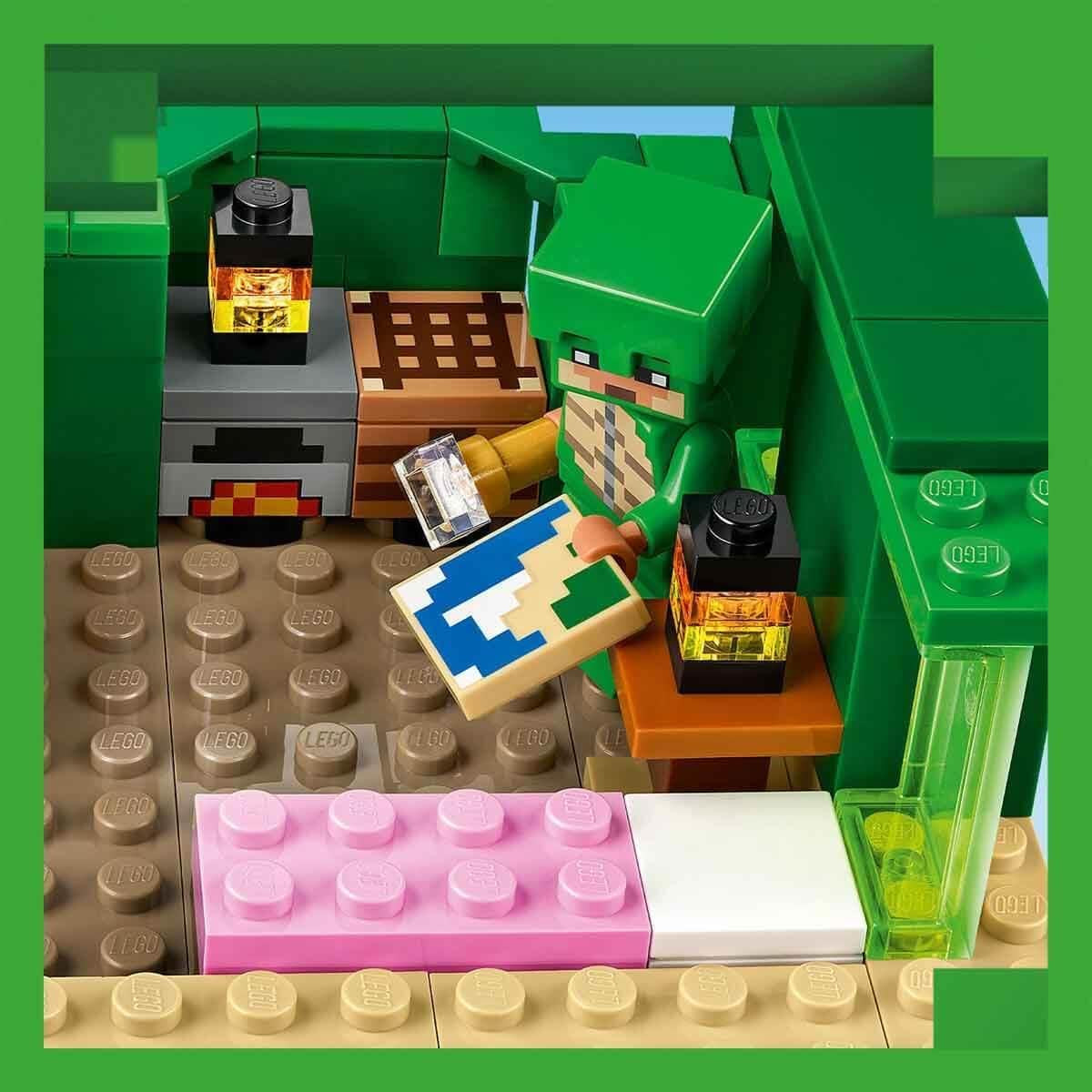 LEGO Minecraft The Turtle Beach House Leksakshus med tillbehör för flickor och pojkar från 8 år, set med djur och karaktärer från videospelet, present till spelare 21254 Byggset Besuche den LEGO-Store