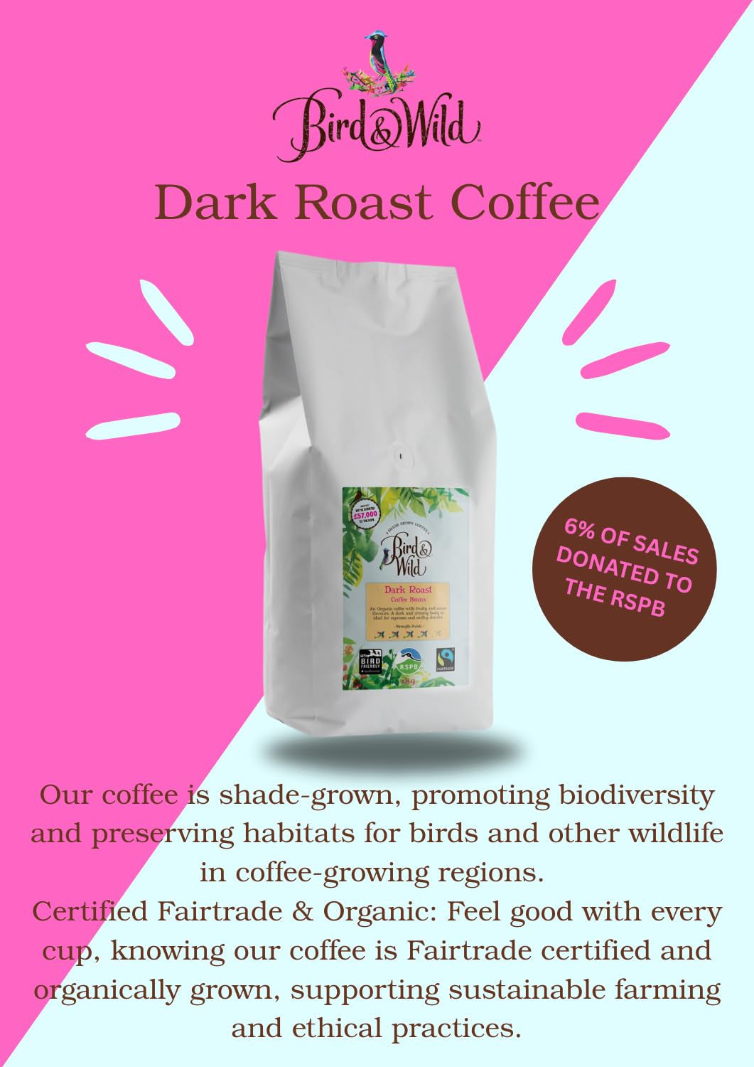 Espressokaffebönorblandning 1 kg medelrostad Fairtrade ekologisk nyansodlad fågelvänlig hel böna 1 kg nettovikt