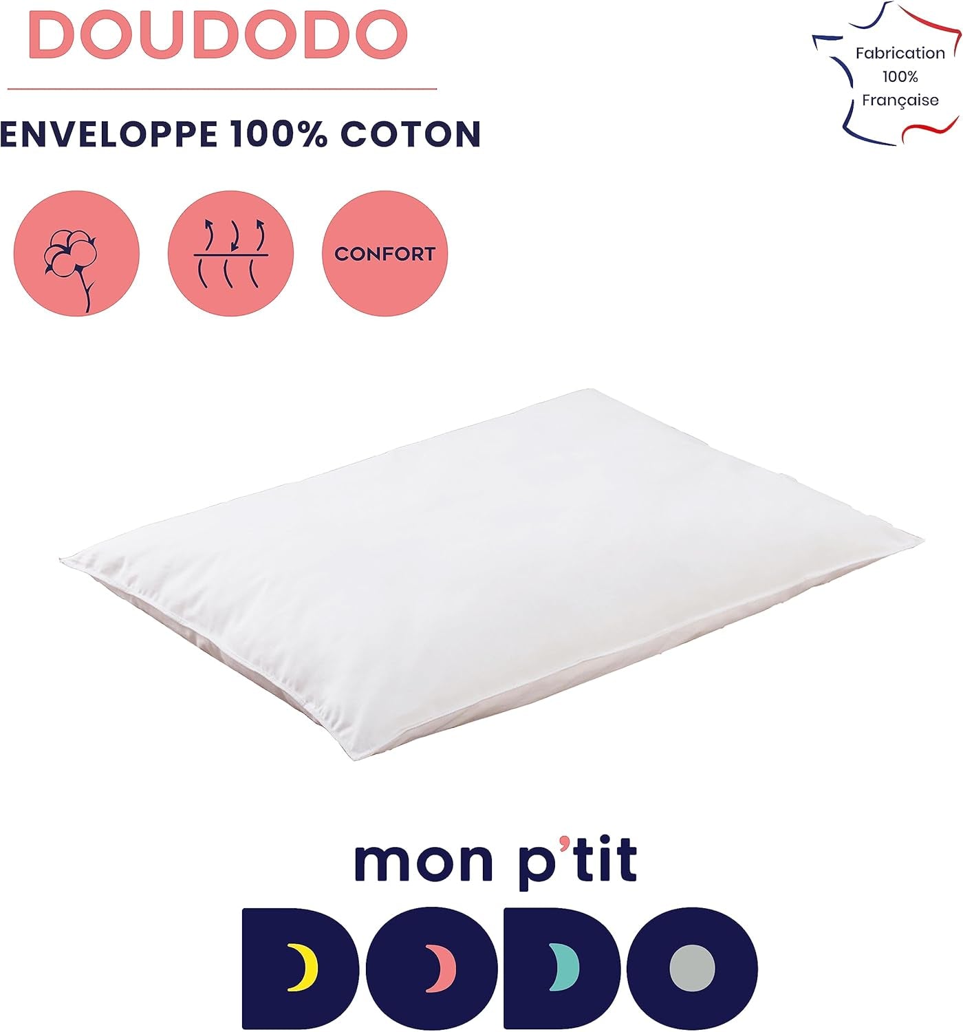MON P'TIT DODO - Bekväm kudde, 40 X 60 cm, vit Naty Shop standardkuddar