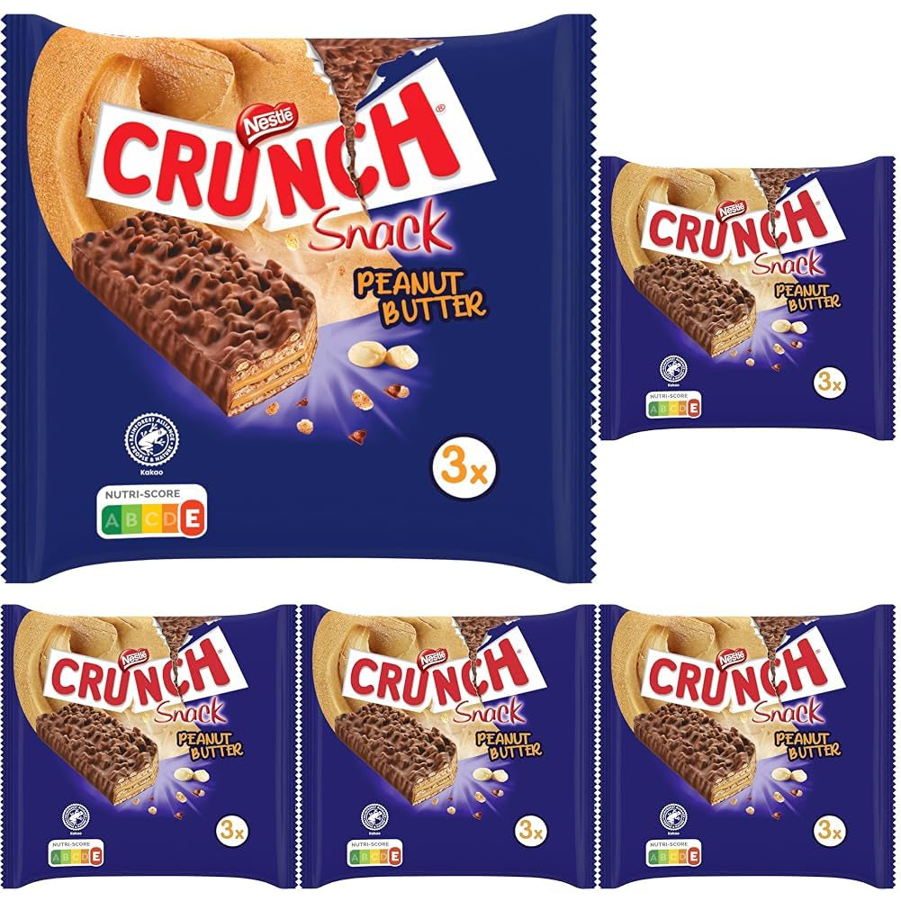 Nestlé Peanut Butter Bars Crunchy Peanut Butter Cereal Chocolate Bar 5-pack (3 x 31g vardera)