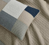 Chezmoi Collection Addy Patchwork Quilt Set Förtvättad bomull Lätt Vändbar All Seasons Oversized 3 delar Marinblå Vit Grå Taupe Pläd Quilts & Quilts Naty Shop