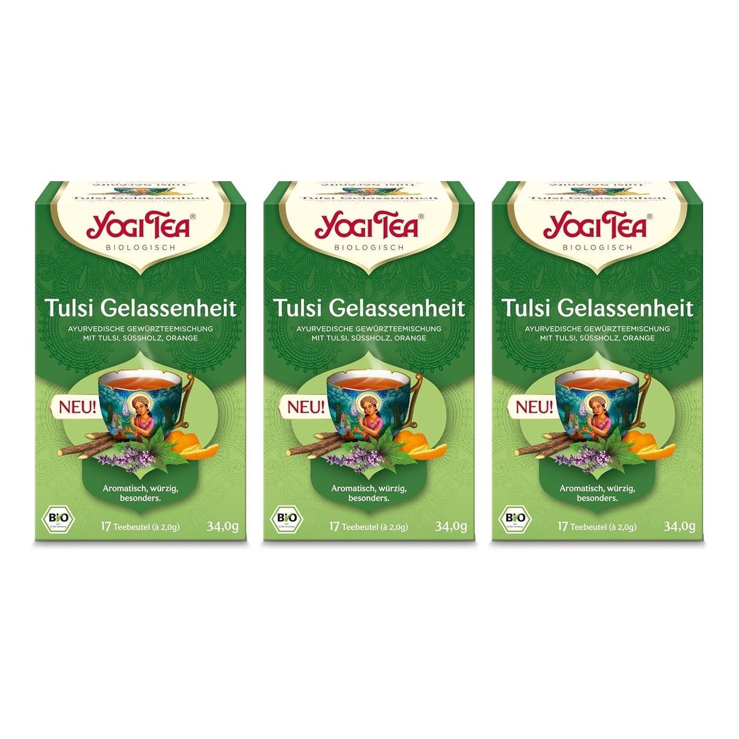 Yogi Tea - Tulsi Serenity Organic Herbal Ayurvedic Tea Nature's Koffein Free Tulsi Blend "Holy" Basil Lakrits & Orange Yogi Tea 3-pack 3X17 tepåsar (51 tepåsar)