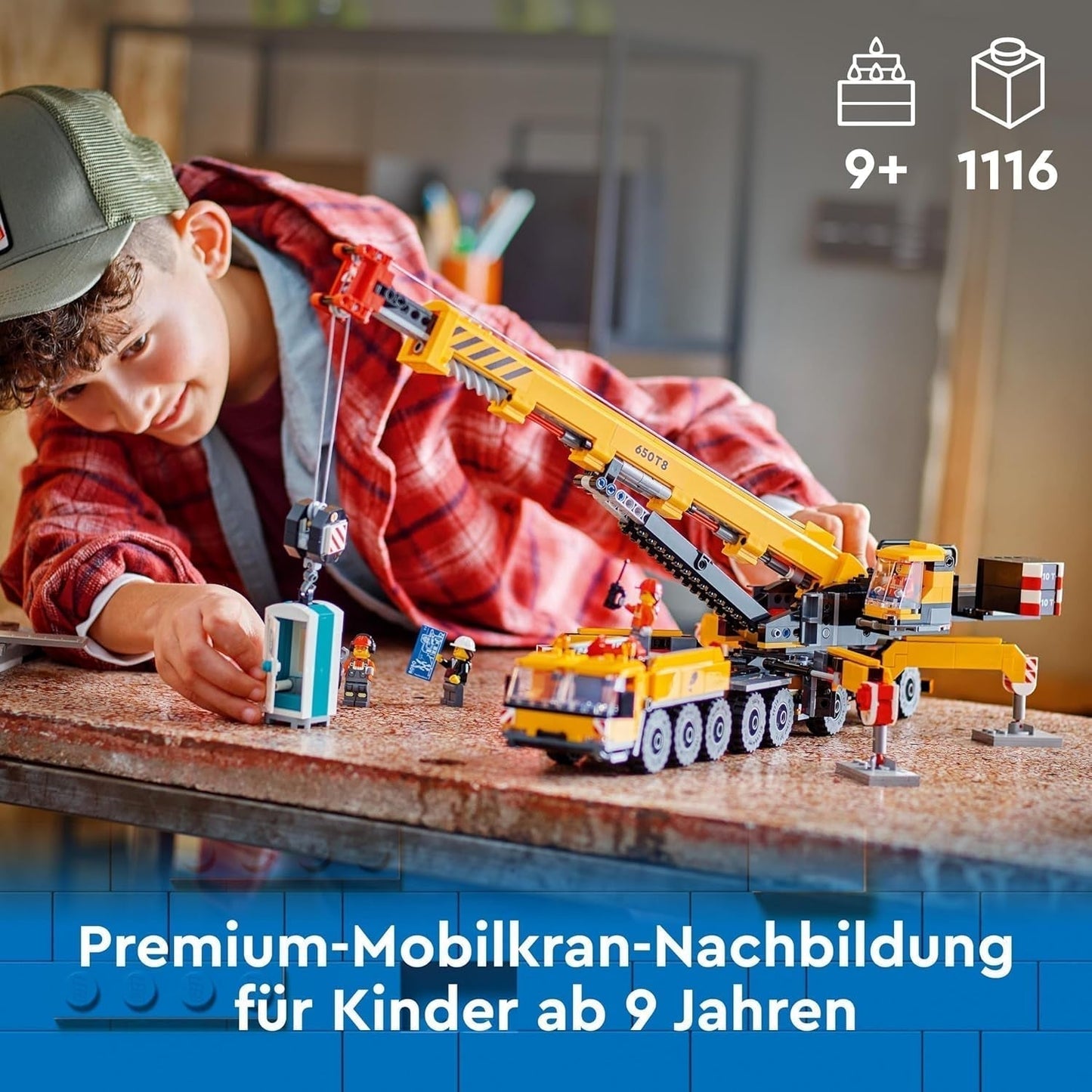LEGO City Mobil byggkran Byggleksak för pojkar och flickor Kreativa barn Present Lång förlängbar arm 4 Minifigurer för byggnadsarbetare för rollspel 60409 Byggset Besuche den LEGO-Store