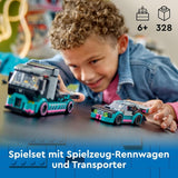 LEGO City Car Transporter med racerbil, leksaksbil med justerbar lastramp och racerbil, byggset med 2 minifigurer, racerförare och lastbilsförare, för barn från 6 år 60406 Byggset Besuche den LEGO-Store