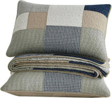 Chezmoi Collection Addy Patchwork Quilt Set Förtvättad bomull Lätt Vändbar All Seasons Oversized 3 delar Marinblå Vit Grå Taupe Pläd Quilts & Quilts Naty Shop