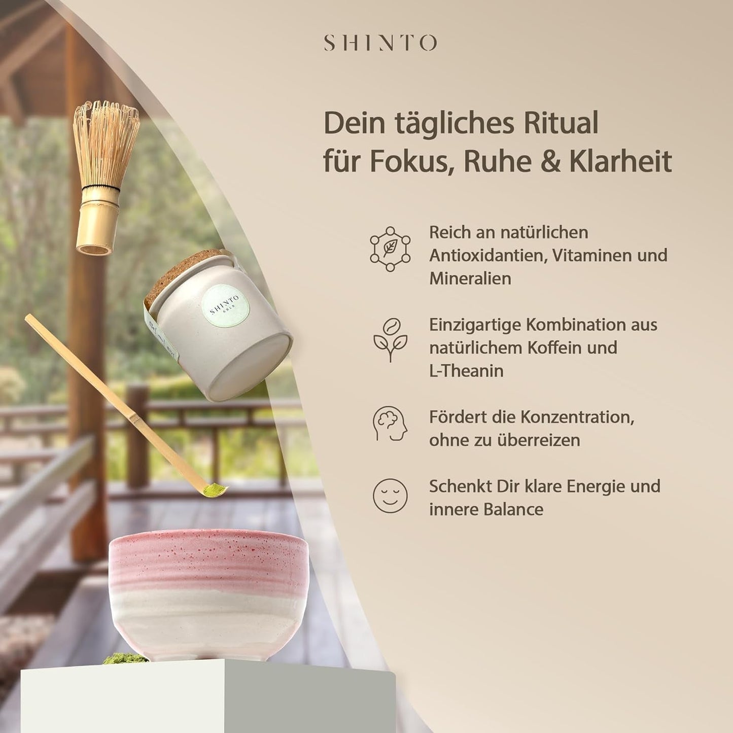 Shinto - "Guld" ekologiskt matcha-te - grönt tepulver av ceremoniell kvalitet - JAS & EU BIO-certifierat - Skuggat & handplockat - Direktimport från Uji, Japan - 30 g