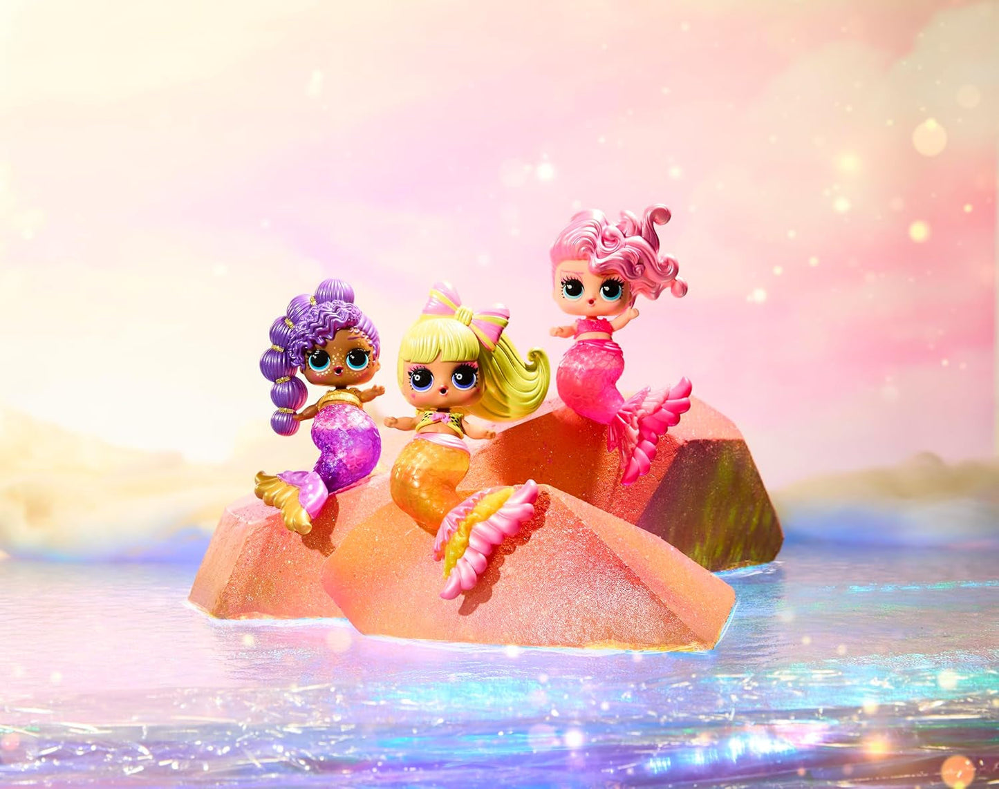 LOL Överraskning! Mermaids Makeover Magic Tots - Riktigt läppglans för dig och din docka att göra själv, mixa och skapa smink, Rolig vattenlek, 6 dockor att samla - Ålder 4+