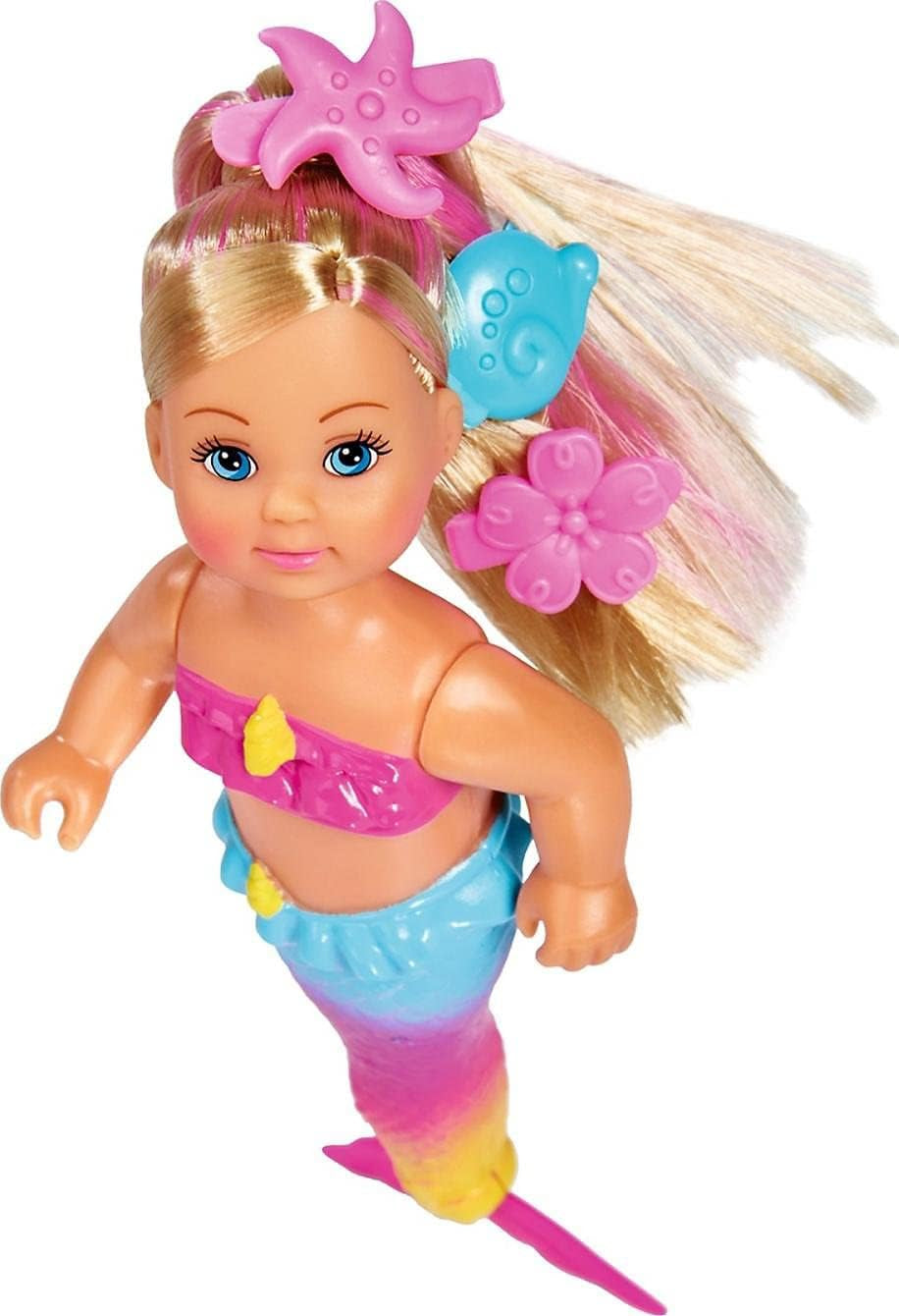 Simba 105733318 - Evi Love Swimming Mermaid, Evi som en sjöjungfru, Kan simma ordentligt, Med fiskfigur, Dress up docka, 12cm, För barn från 3 år och uppåt Dockor Naty Shop Standardtitel