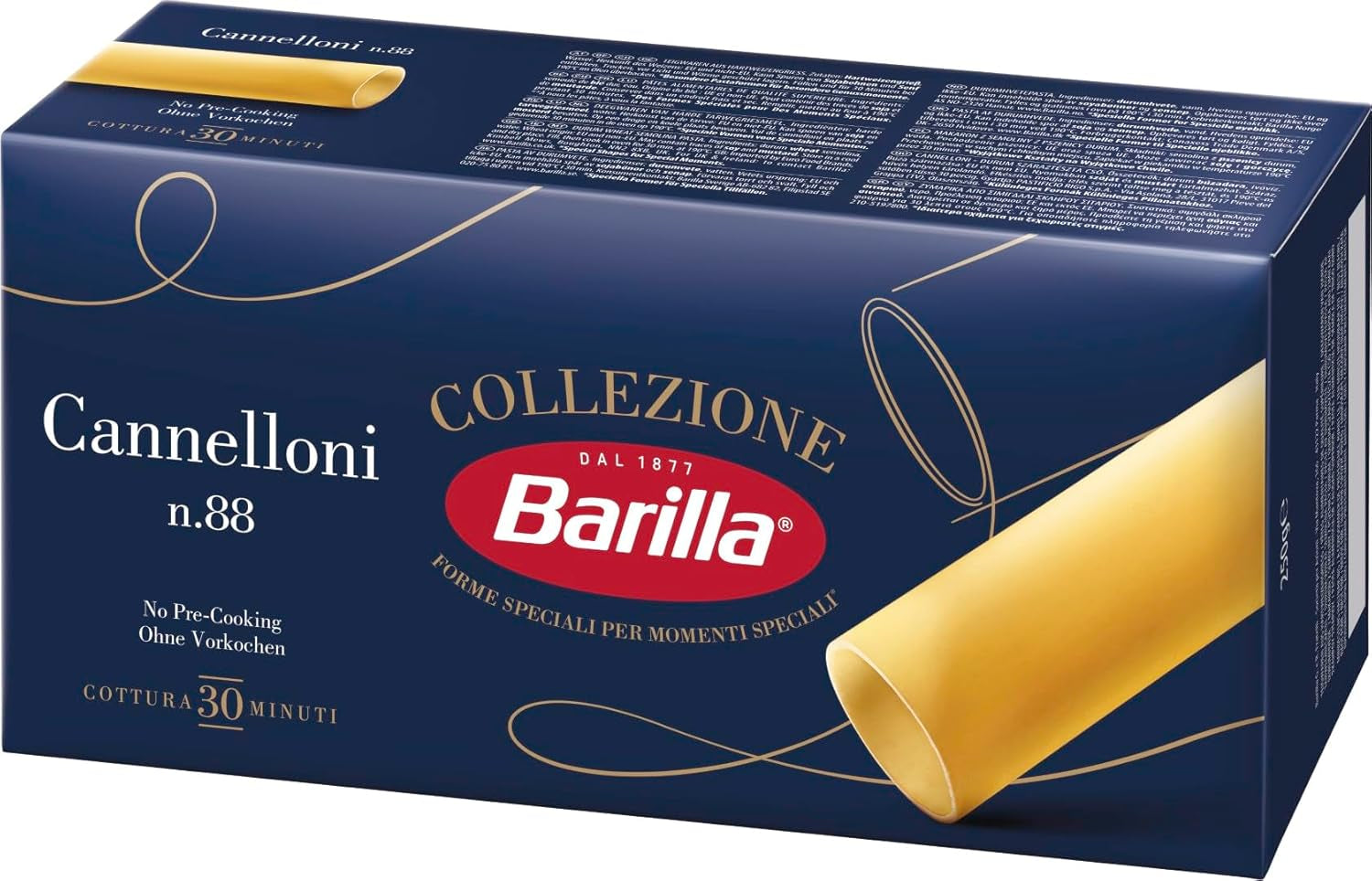 Barilla Collezione Cannelloni högkvalitativ durumvetepasta Always Al Dente Förpackning om 12 (12 x 250 g)