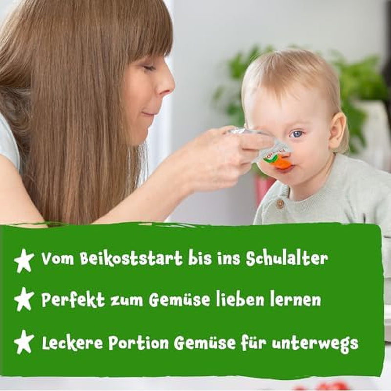 Pumpkin Organics-påsar med ekologiska grönsaker och flingor, 8-pack: Päron, Jordgubbar, Sötpotatis, Rödbetor, Banan, Havre - Inget tillsatt socker¹ - Från 6 månader - som mellanmål eller kompletterande mat i förpackningen (8 x 100g)