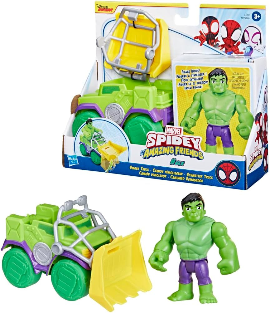 SPIDEY och HANS FANTASTISKA VÄNNER Marvel Spidey Motorcykelfigurleksak för pojkar och flickor från 3 år och uppåt Actionfigurer Naty Shop Hulk Truck