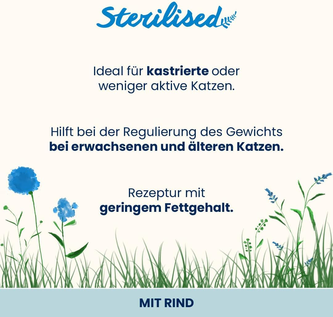 Almo Nature Functional - Steriliserad - Våtfoder för vuxna och mogna katter, steriliserad eller mindre aktiv - med nötkött - låg fetthalt, fuktgivande - 70 g (förpackning med 30)