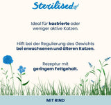 Almo Nature Functional - Steriliserad - Våtfoder för vuxna och mogna katter, steriliserad eller mindre aktiv - med nötkött - låg fetthalt, fuktgivande - 70 g (förpackning med 30)