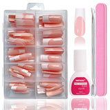 Ballerina lösnaglar set - 240 stycken Delikat lila rosa lösnaglar, heltäckande lim på lösnaglar, lösnagel tips set för manikyr och nagelkonst för kvinnor och flickor (lavendelrosa)