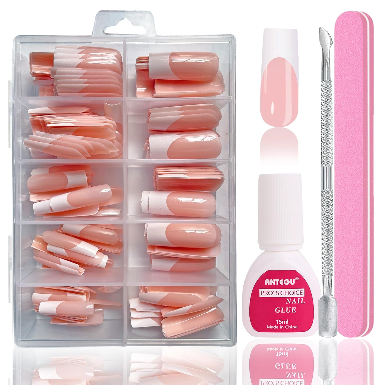 Ballerina lösnaglar set - 240 stycken Delikat lila rosa lösnaglar, heltäckande lim på lösnaglar, lösnagel tips set för manikyr och nagelkonst för kvinnor och flickor (lavendelrosa)