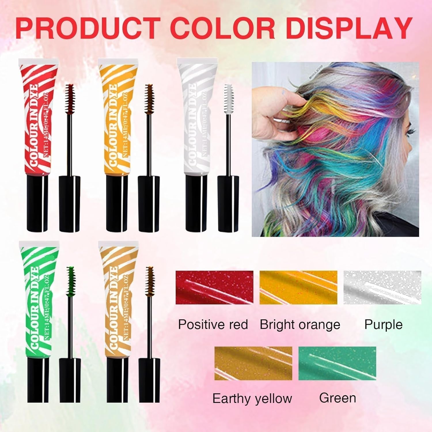 5 färger Barn Temporary Hårfärgning Tvättbar Färg Mascara Hårkrita Salong Hårfärgning Naty Shop