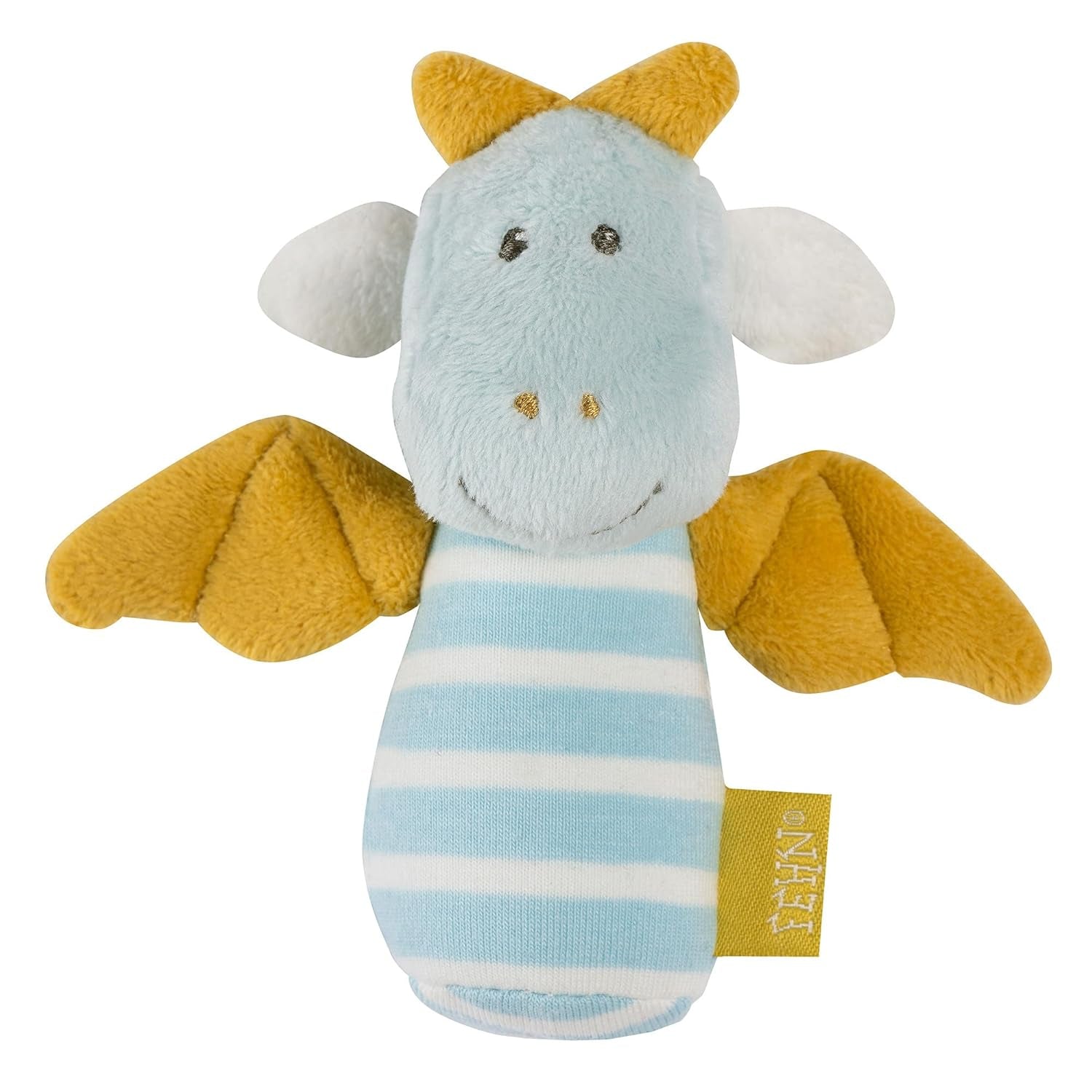 Fehn mini rattle utter - mini gripleksak för att skramla, famla och leka med ett mjukt och gosigt tygdjur - en lojal följeslagare för spädbarn och småbarn i åldern 0+ månader Babyleksaker Naty Shop Dragon