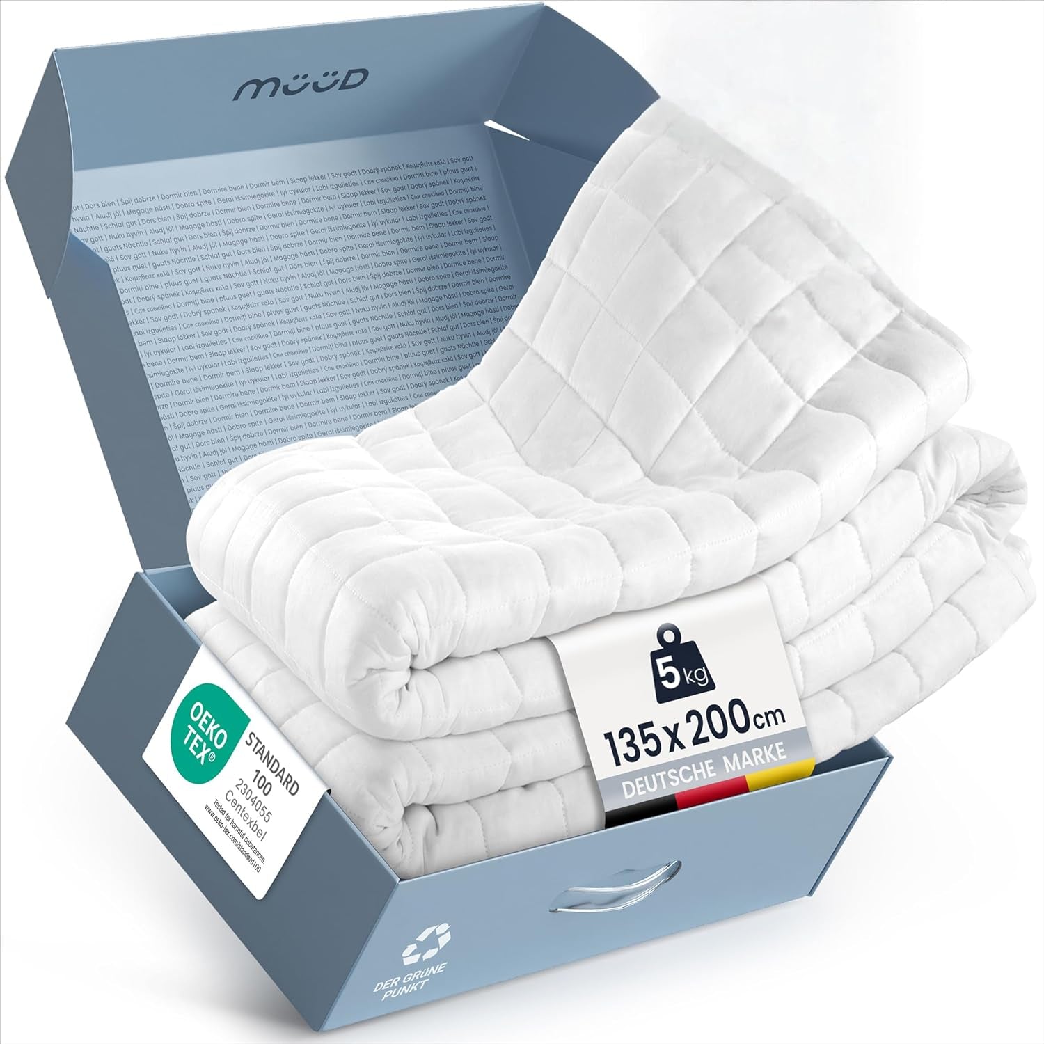 7 kg terapeutisk filt I 135X200Cm I För vilsam sömn I Högkvalitativ viktfilt av ventilerande bomull I Avstressande och terapeutisk - Inklusive packbox med bärhandtag Sängar och filtar Besuche den mÃ¼Ã¼d-Store 135 X 200 Cm 5 kilogram