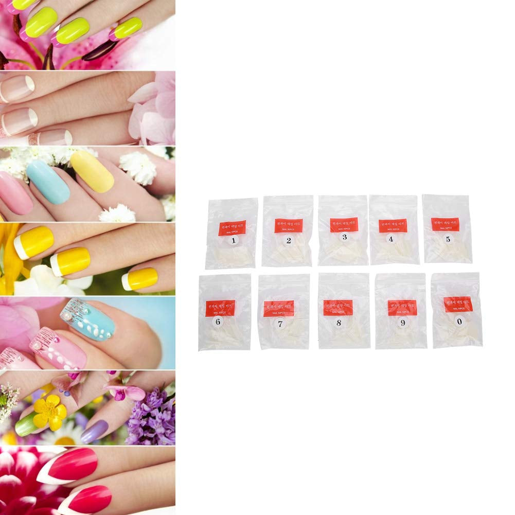 500 st lösnageltips, naturliga franska konstgjorda nageltips för manikyr, L, DIY falska naglar, oval UV-gel, nageltillbehör för kvinnor och flickor (naturlig färg)