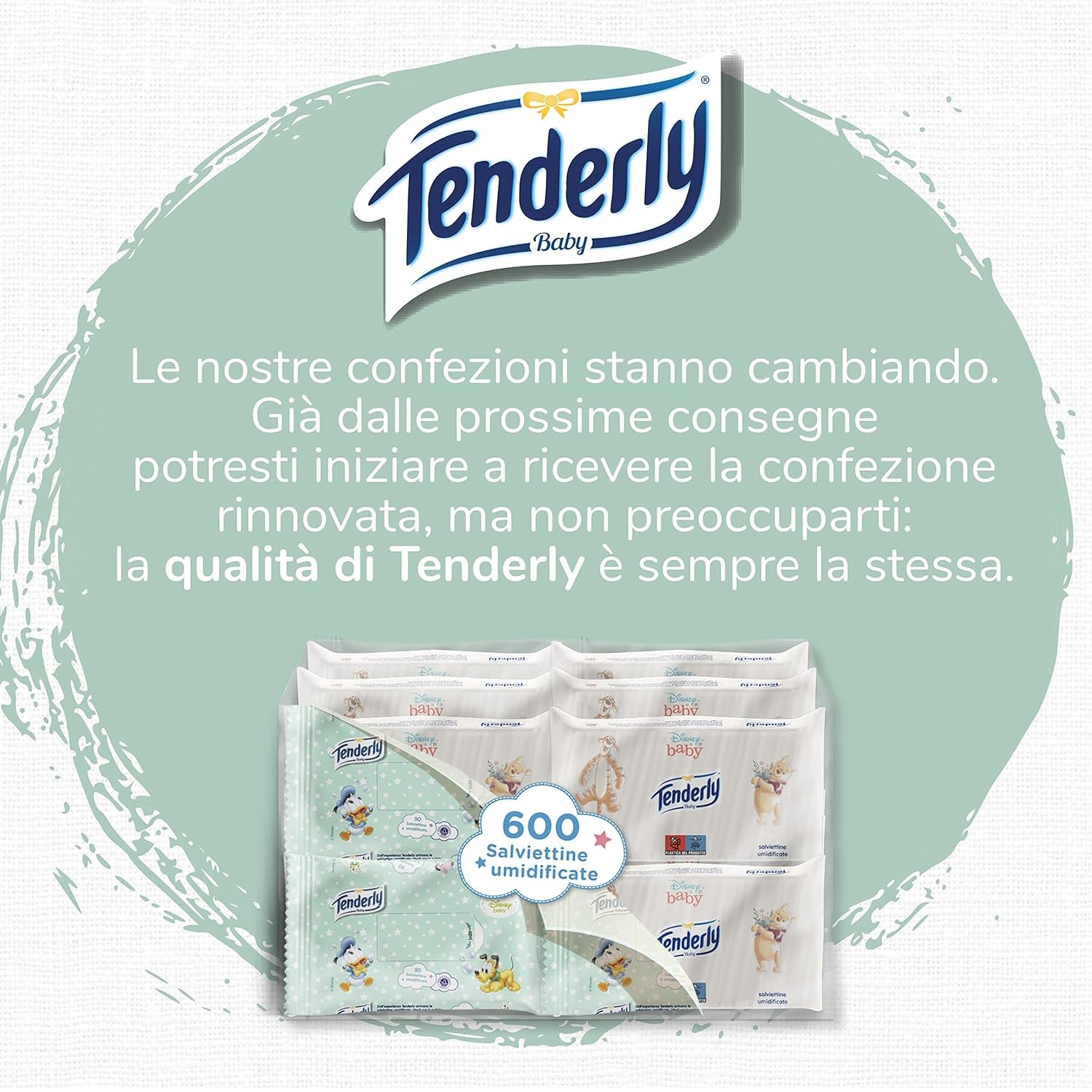 Baby Disney våtservetter, 50 mjuka våtservetter, idealiska för daglig rengöring av baby, med Disney-karaktärer, tillverkade i Italien, dermatologiskt testad