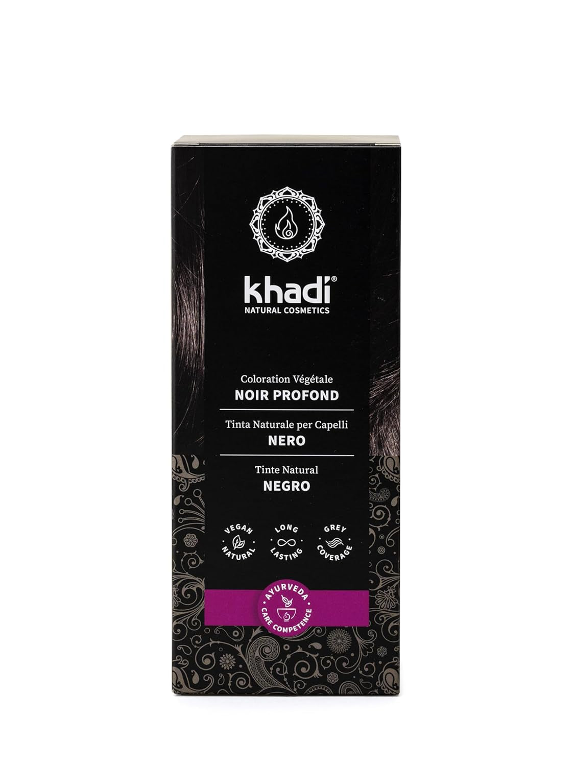khadi ört-hårfärg SVART - Färga ditt hår mystiskt djupt svart utan en blå nyans - 100% ört, naturligt och veganskt - 100g Hårfärgning Naty Shop