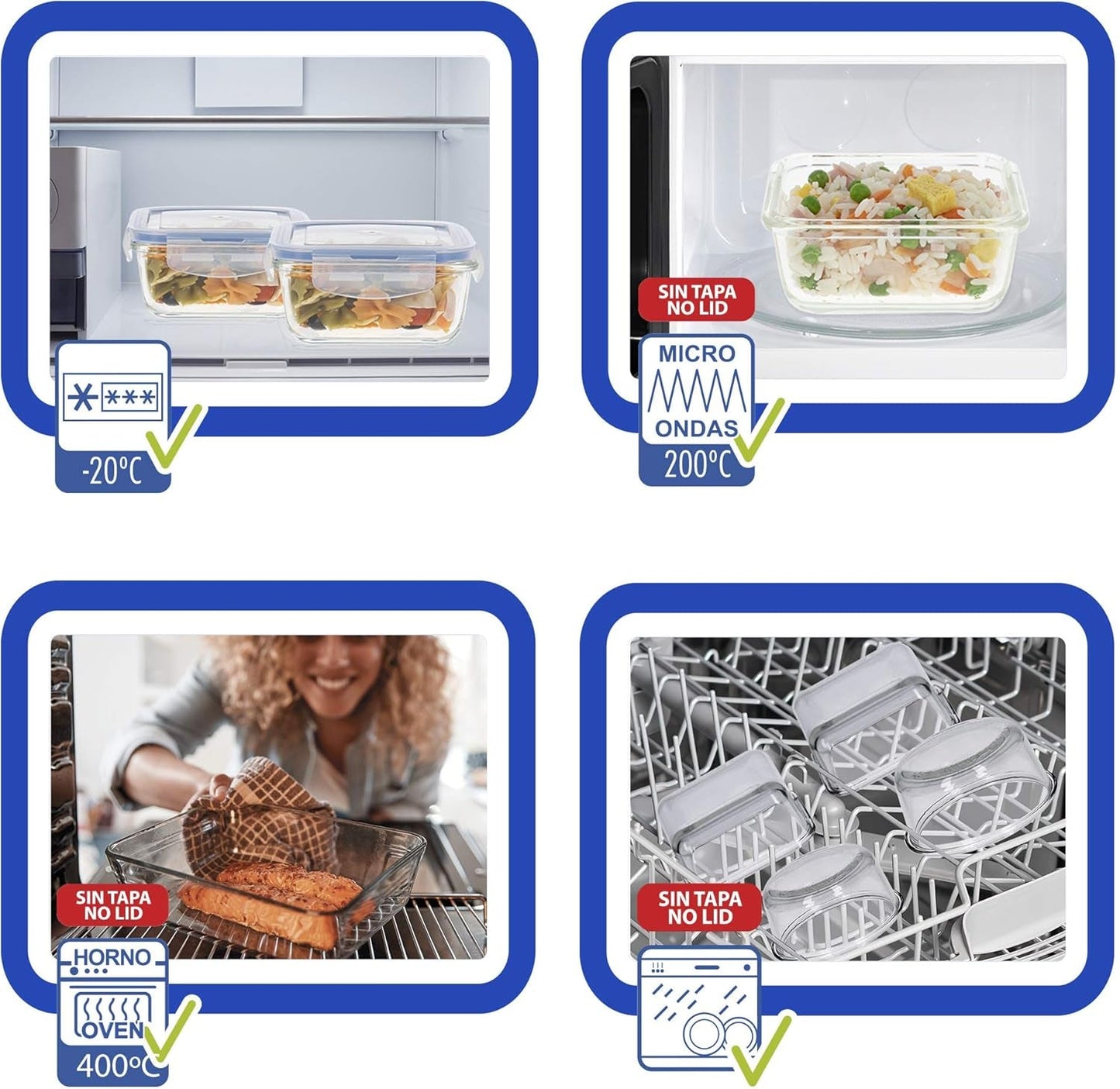 Max Home 8-packs glas lufttäta behållare Mikrovågsglas Lunchlåda Återförslutningsbara matbehållare 550ml klara lock Matbehållare (16538) Matförvaringslådor Naty Shop