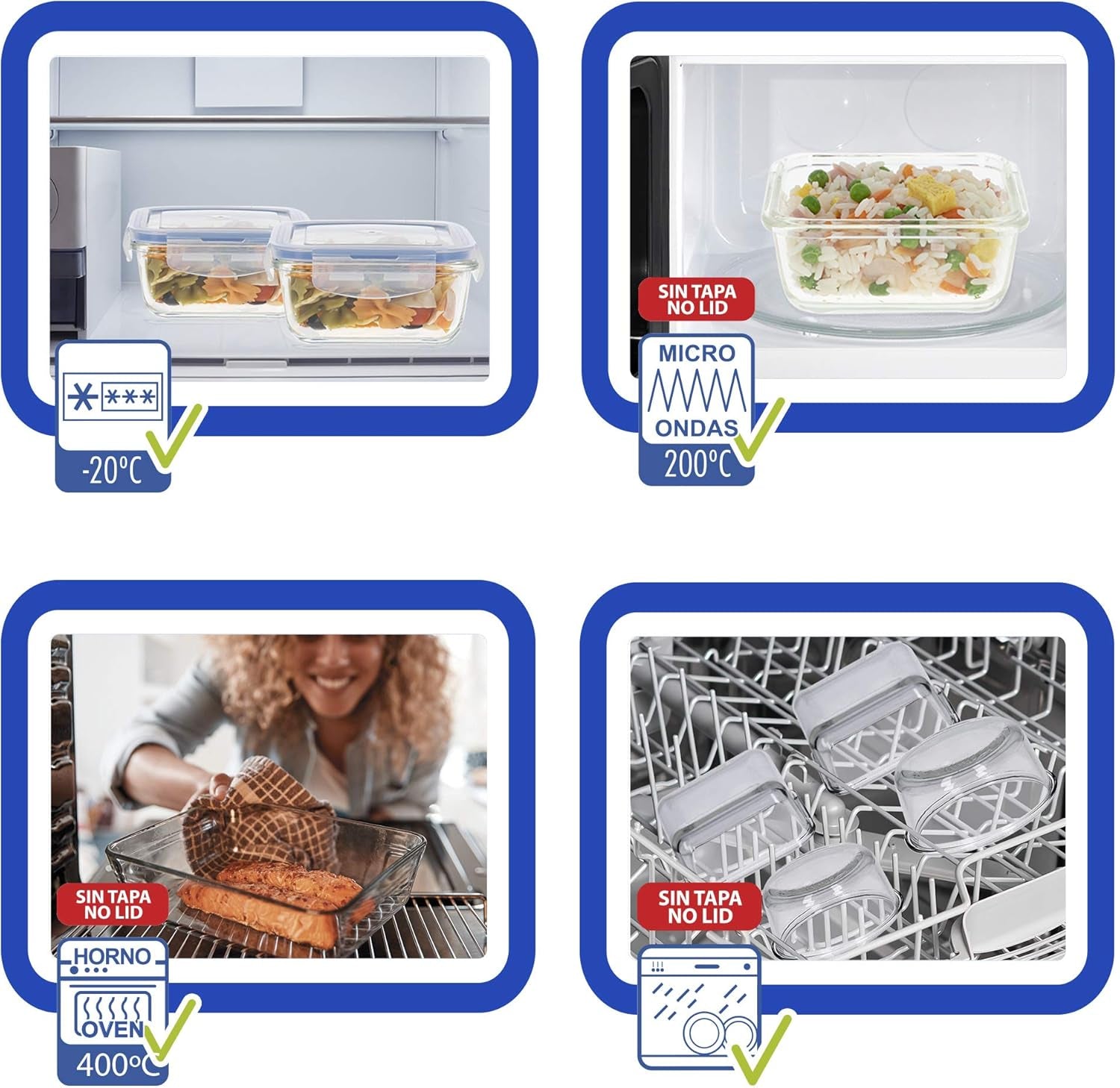 Max Home 8-packs glas lufttäta behållare Mikrovågsglas Lunchlåda Återförslutningsbara matbehållare 550ml klara lock Matbehållare (16538) Matförvaringslådor Naty Shop