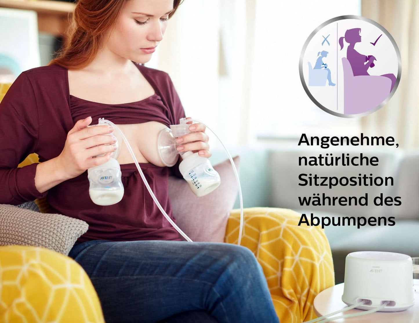 Dubbel elektrisk bröstpump Philips Avent SCF334/02 Tillbehör Mat och amning Bebe Naty Shop