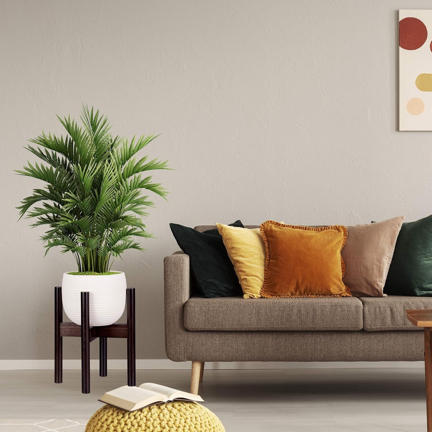 Relaxdays Bamboo blomsterställ, individuellt justerbart, för blomkrukor upp till 32 cm, växtställ, H: 35,5 cm, brunt, 1 st 10028823