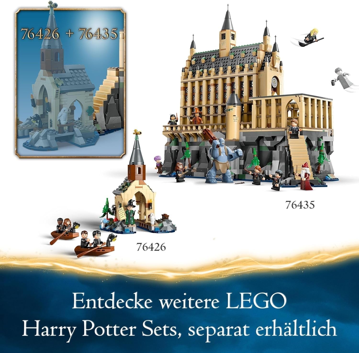 LEGO Harry Potter Hogwarts Castle: The Great Hall, samlarleksak med 11 minifigurer inklusive Hermione Granger, magisk present till pojkar och flickor 76435 Byggset Besuche den LEGO-Store