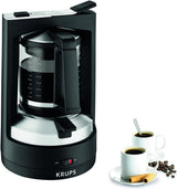 Krups T8 Filter Espressomaskin, 850 Watt, Autoavstängning, 8-12 koppar, 1 L Kapacitet, Permanent Filter, Belyst På/Av-brytare, Lätt att använda, Svart, KM4689