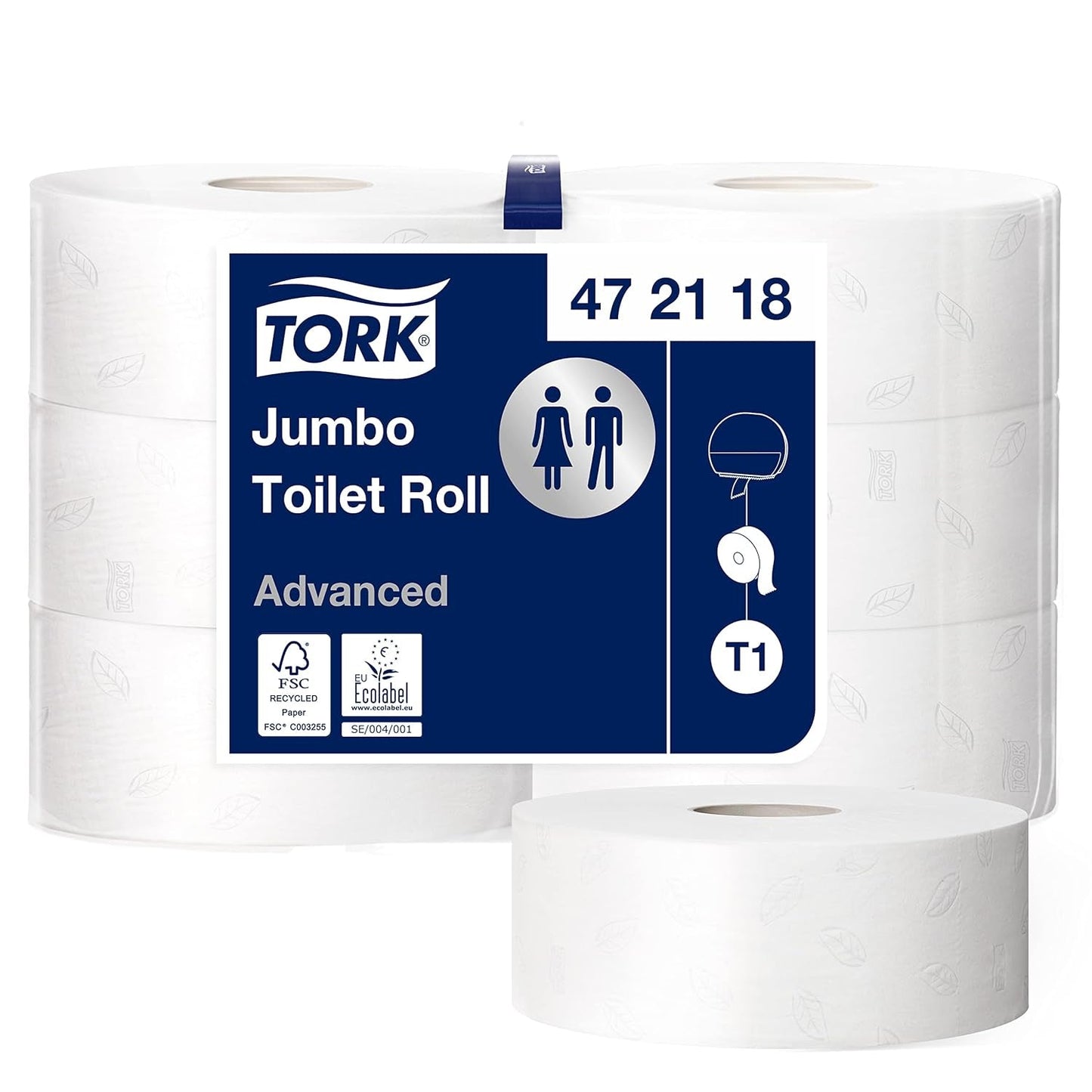 Toalettpapper Tork Jumbo White T1, Advanced, 2 lager, 6 × 380 M, 472118