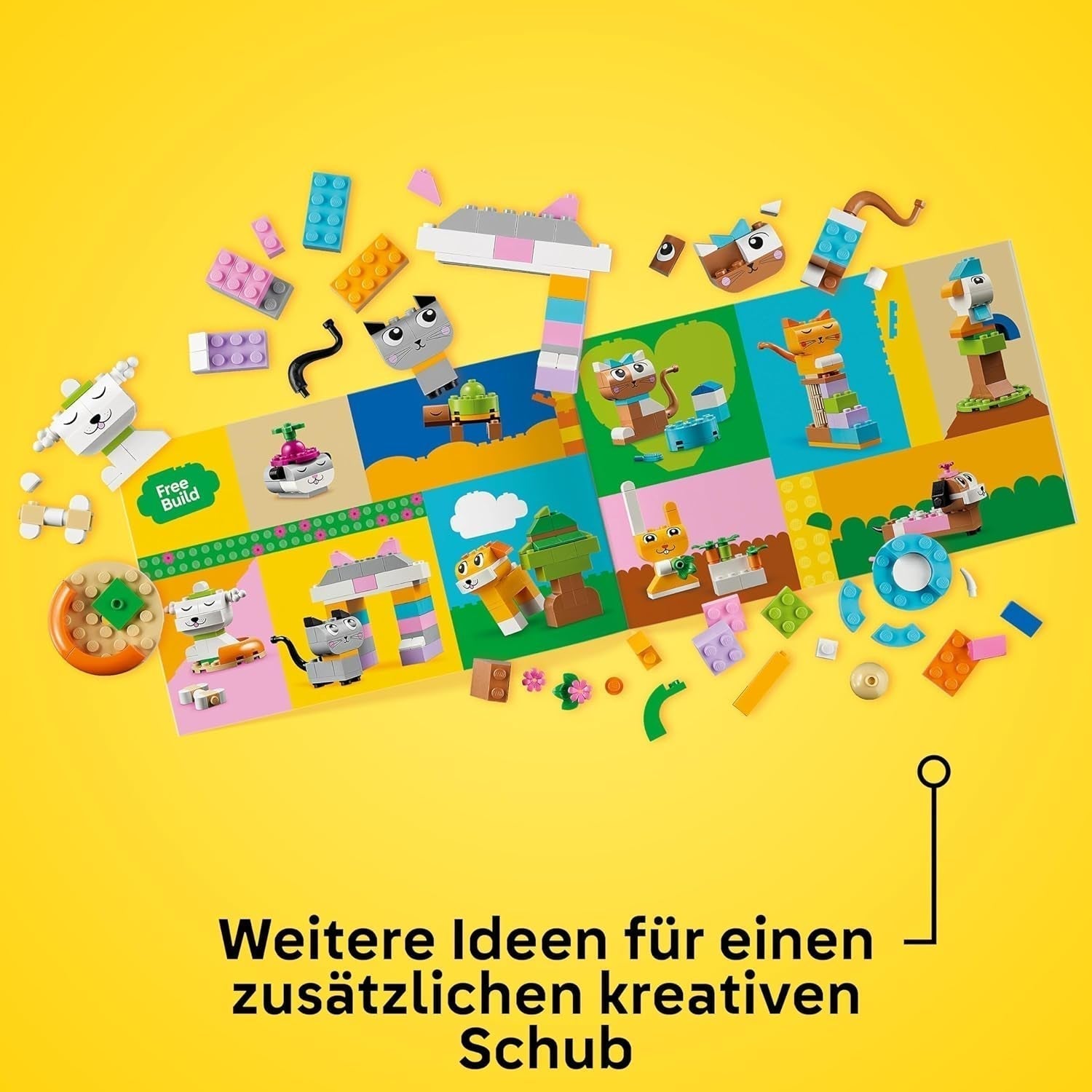 LEGO Classic Creative Animals, låda med färgglada klossar, bygg tegeldjursfigurer som hund, katt, kanin, hamster och fågel, byggleksak för pojkar och flickor från 5 år 11034 Byggset Besuche den LEGO-Store