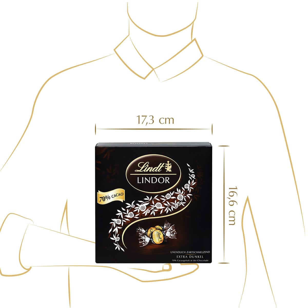 Presentförpackning LINDOR Extra Black 70% Cacao, Presentchoklad, ca. 15 LINDOR tryffel, 186 g (förpackning med 2)