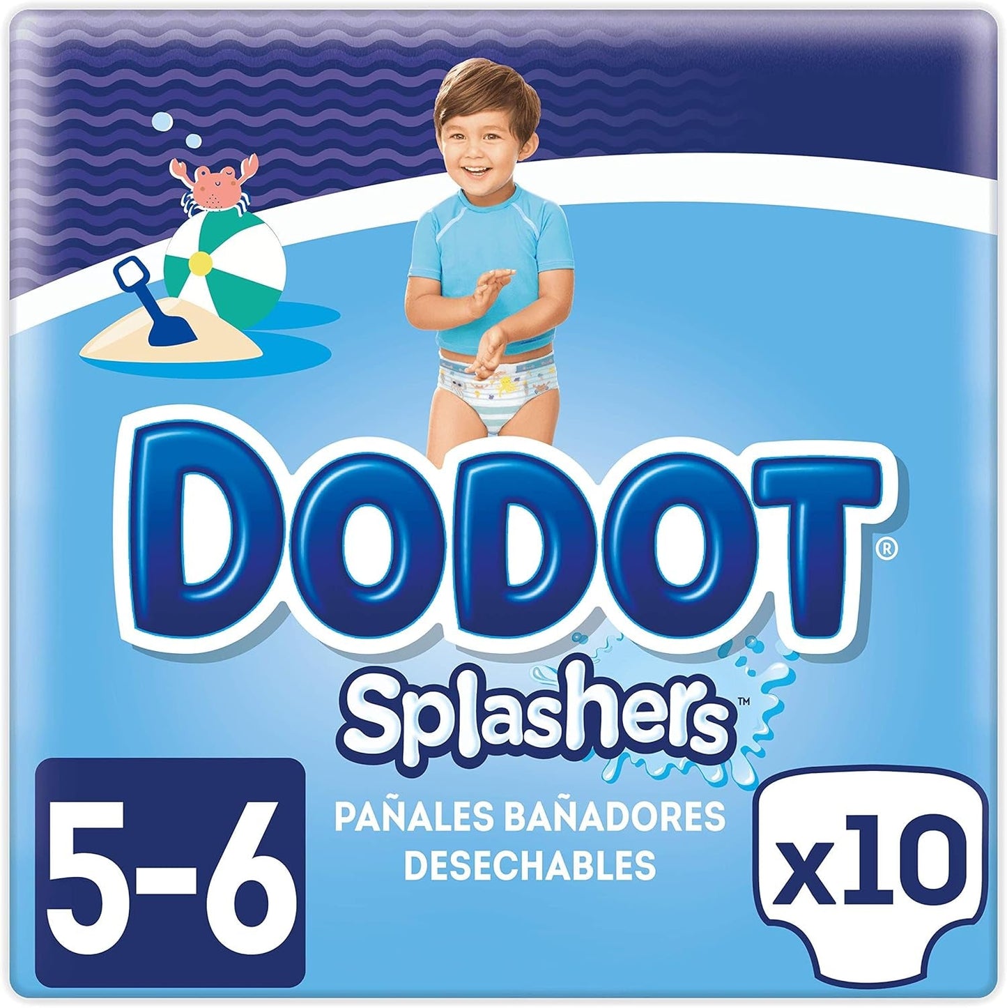 Splashers badblöjor, 10-pack, från 14 kg, uppblåsbar och lätt att ta bort, storlek 5
