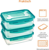 Amazon Basics frysbehållare i ett set, med lock, läckagesäkra, stapelbara, kyl/frys, BPA-fri, plast-, mikrovågs- och diskmaskinssäker, 3 x 1,2 l, klara matförvaringslådor Naty Shop