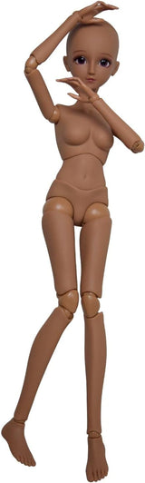 1/3 BJD docka svart brun hud docka kropp 60 cm 24 tum kulled SD dockor rörliga leder PVC DIY (Alexia)