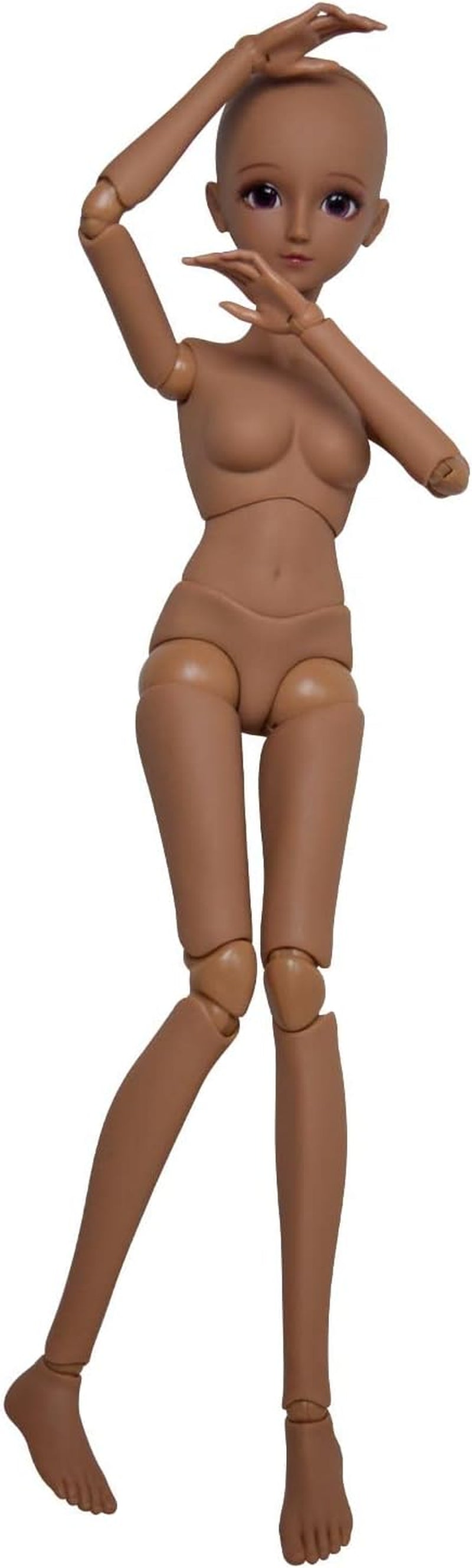 1/3 BJD docka svart brun hud docka kropp 60 cm 24 tum kulled SD dockor rörliga leder PVC DIY (Alexia)