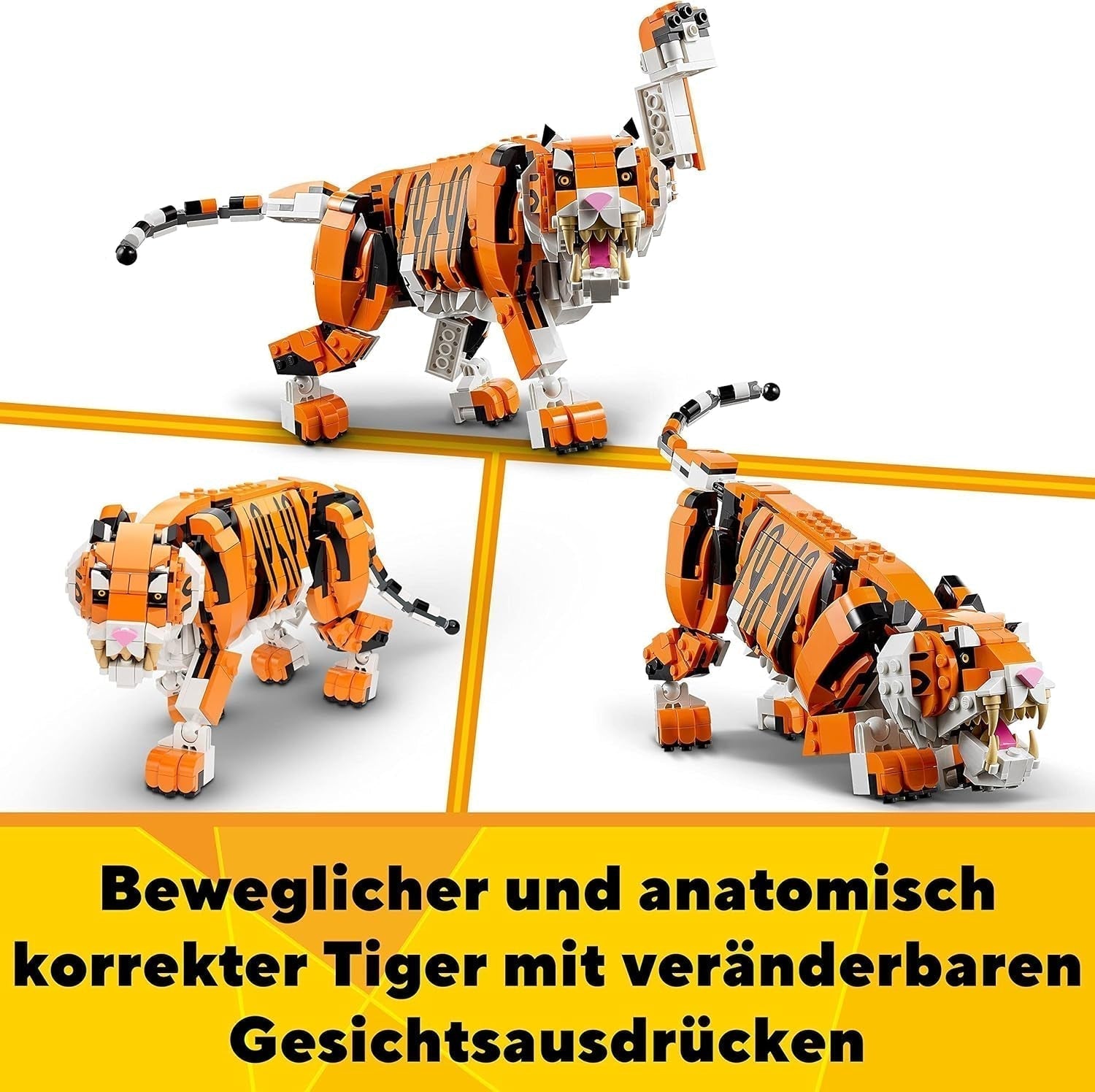 LEGO 31129 Creator Majestic Tiger, Panda eller Fish 3-i-1 djurfigursset leksak för barn Pojkar och flickor Byggset för djurbyggande leksak Besuche den LEGO-Store