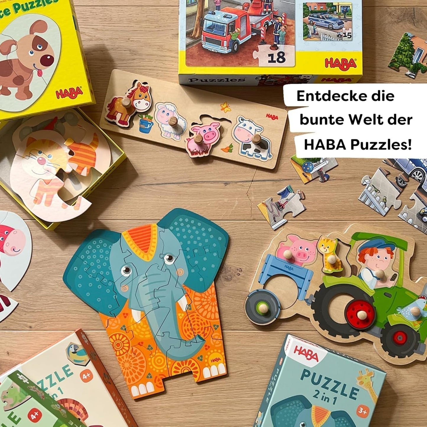 HABA brandkårspussel - 3-delat set för barn från 3 år och uppåt Polis- och ambulanspapppussel - Främjar finmotorik och koncentration - 1302759001 Puzzle Naty Shop