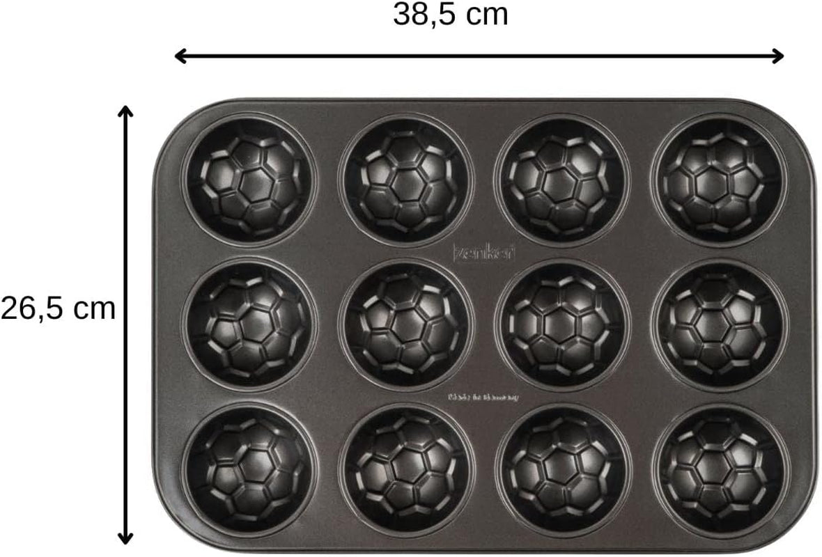 Zenker 12Er Muffinform – Muffinbackblech Für Muffins Und Cupcakes Aus Der Serie Soccer Baking– Hitzebeständiges 12Er Muffinblech Mit Antihaftbeschichtung, Schwarz Formar och brickor för bakning Naty Shop