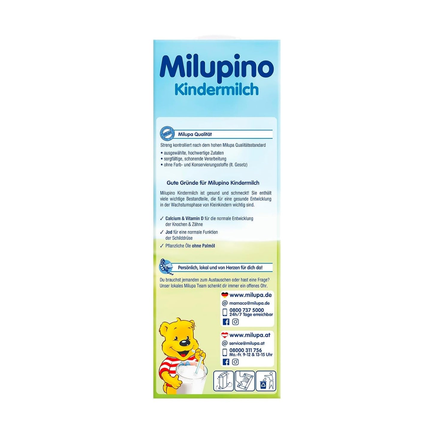 Milupa Milupino Drickfärdig tillväxtmjölk (6x1L), från 1 år, för små barn i tillväxtfasen