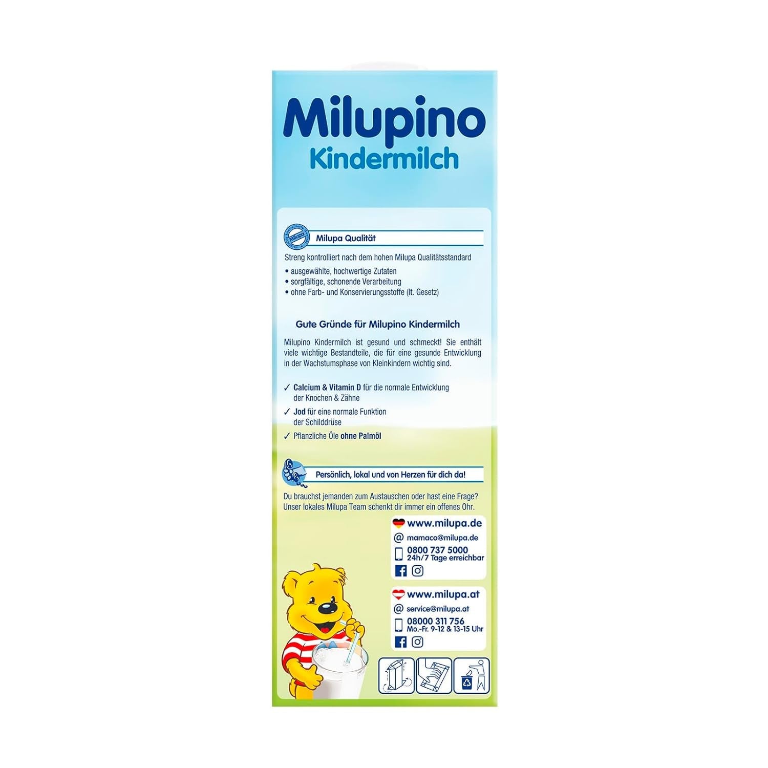Milupa Milupino Drickfärdig tillväxtmjölk (6x1L), från 1 år, för små barn i tillväxtfasen