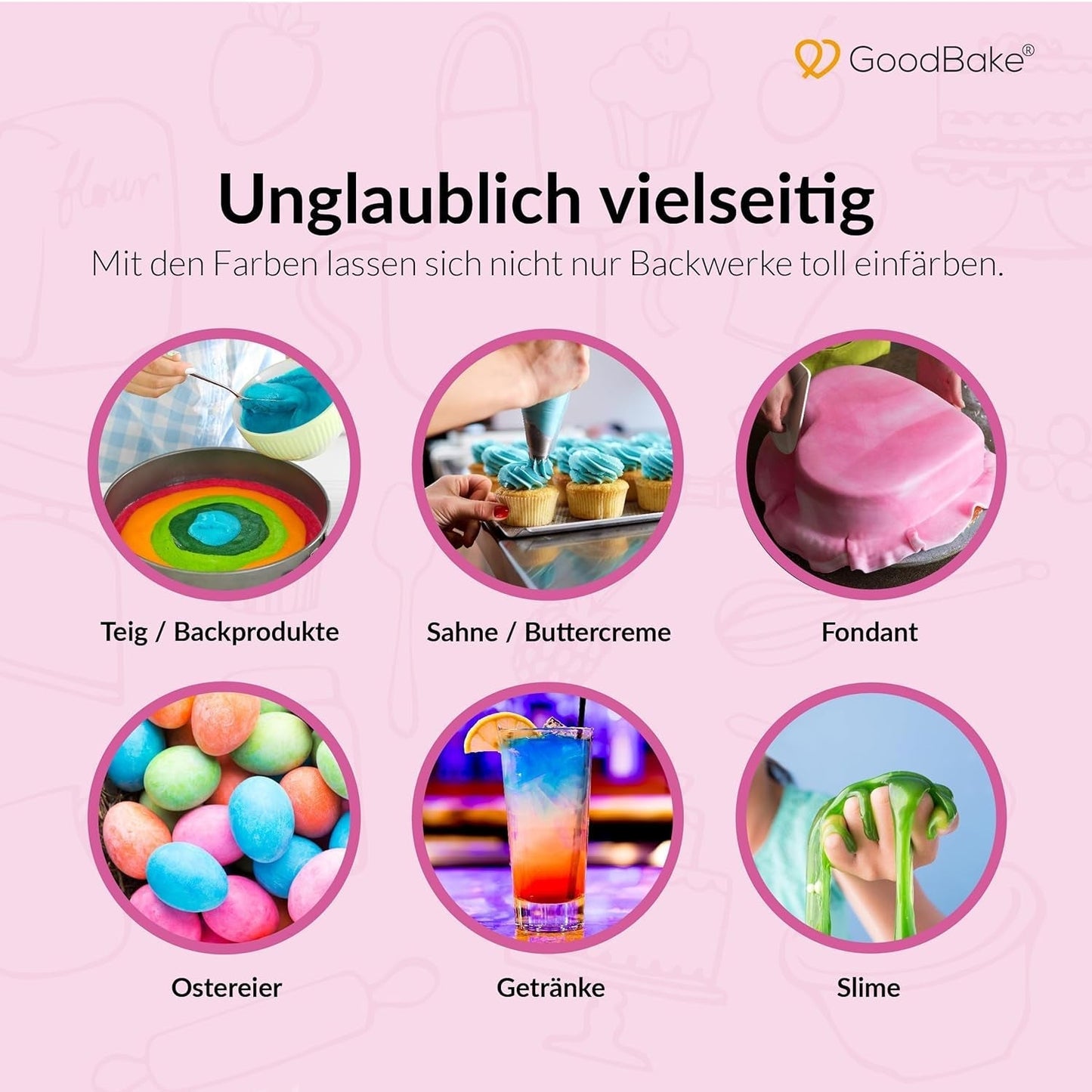 Goodbake Pink Food Coloring (11ml) - Intensiv matfärgning - Mycket koncentrerad färg - För färgning av kakor, fondant, smörkräm, drycker, slime och många andra föremål. 100% vegan