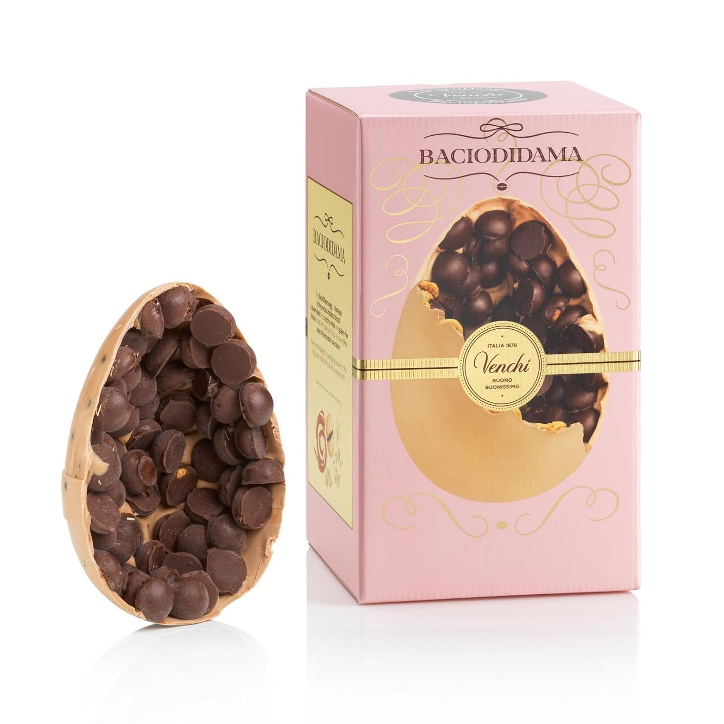 Venchi - Chokladägg, pistagesmak, med hel pistage, med överraskning, glutenfri, 500g, påskkollektion, presentidé