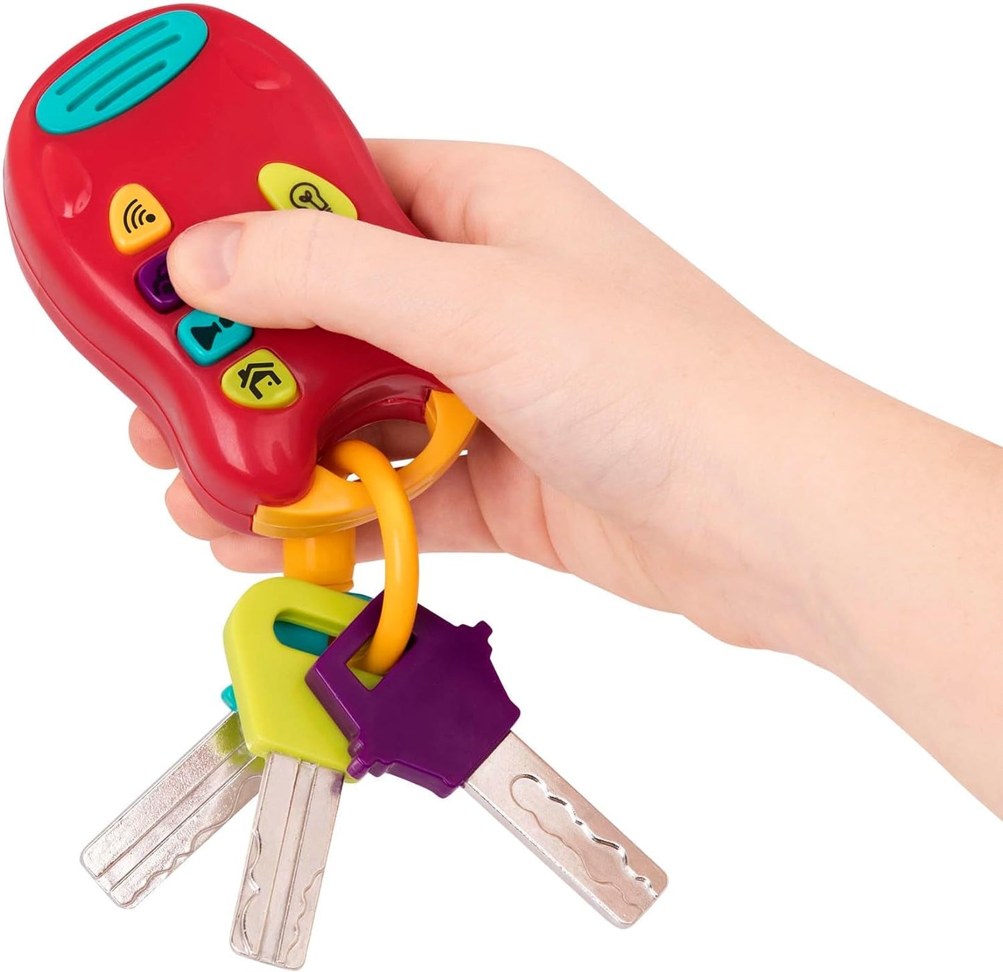 Battat leksaksnyckel babyleksak - Färgglad bilnyckelring med ljus och ljud för barn från 10 månader och uppåt Bebe Toys Naty Shop